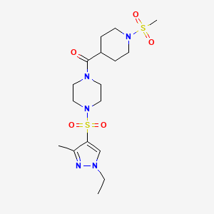 molecular formula C17H29N5O5S2 B4822460 1-[(1-ethyl-3-methyl-1H-pyrazol-4-yl)sulfonyl]-4-{[1-(methylsulfonyl)-4-piperidinyl]carbonyl}piperazine 