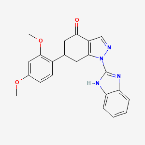 molecular formula C22H20N4O3 B4822493 1-(1H-benzimidazol-2-yl)-6-(2,4-dimethoxyphenyl)-1,5,6,7-tetrahydro-4H-indazol-4-one 