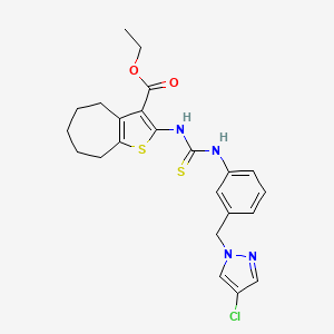 molecular formula C23H25ClN4O2S2 B4822501 ethyl 2-{[({3-[(4-chloro-1H-pyrazol-1-yl)methyl]phenyl}amino)carbonothioyl]amino}-5,6,7,8-tetrahydro-4H-cyclohepta[b]thiophene-3-carboxylate 