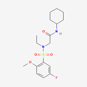 molecular formula C17H25FN2O4S B4822508 N~1~-cyclohexyl-N~2~-ethyl-N~2~-[(5-fluoro-2-methoxyphenyl)sulfonyl]glycinamide 