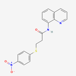 molecular formula C18H15N3O3S B4822544 3-[(4-nitrophenyl)thio]-N-8-quinolinylpropanamide 