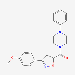 molecular formula C21H23N3O3 B4822628 1-{[3-(4-methoxyphenyl)-4,5-dihydro-5-isoxazolyl]carbonyl}-4-phenylpiperazine 