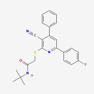 N-(tert-butyl)-2-{[3-cyano-6-(4-fluorophenyl)-4-phenyl-2-pyridinyl]thio}acetamide