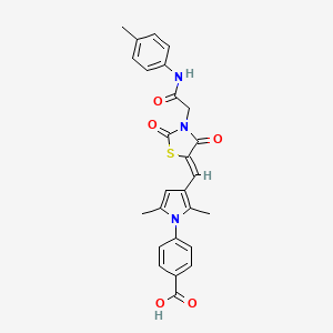 molecular formula C26H23N3O5S B4822759 4-{2,5-dimethyl-3-[(3-{2-[(4-methylphenyl)amino]-2-oxoethyl}-2,4-dioxo-1,3-thiazolidin-5-ylidene)methyl]-1H-pyrrol-1-yl}benzoic acid 