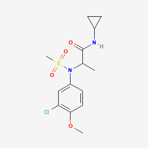 molecular formula C14H19ClN2O4S B4822884 N~2~-(3-chloro-4-methoxyphenyl)-N~1~-cyclopropyl-N~2~-(methylsulfonyl)alaninamide 