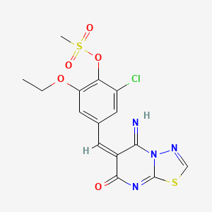 [2-chloro-6-ethoxy-4-[(E)-(5-imino-7-oxo-[1,3,4]thiadiazolo[3,2-a]pyrimidin-6-ylidene)methyl]phenyl] methanesulfonate