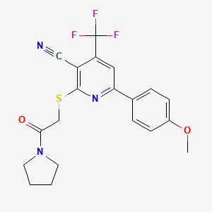 6-(4-Methoxyphenyl)-2-(2-oxo-2-pyrrolidin-1-ylethyl)sulfanyl-4-(trifluoromethyl)pyridine-3-carbonitrile