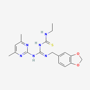 1-{(E)-[(1,3-benzodioxol-5-ylmethyl)amino][(4,6-dimethylpyrimidin-2-yl)amino]methylidene}-3-ethylthiourea