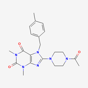 molecular formula C21H26N6O3 B4823060 8-(4-acetyl-1-piperazinyl)-1,3-dimethyl-7-(4-methylbenzyl)-3,7-dihydro-1H-purine-2,6-dione 