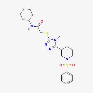 N-cyclohexyl-2-({4-methyl-5-[1-(phenylsulfonyl)-3-piperidinyl]-4H-1,2,4-triazol-3-yl}thio)acetamide