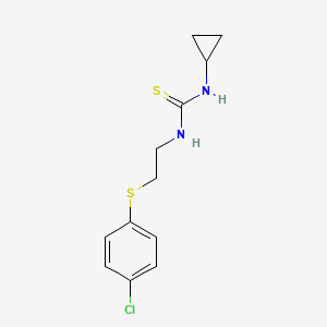 molecular formula C12H15ClN2S2 B4823096 N-{2-[(4-CHLOROPHENYL)SULFANYL]ETHYL}-N'-CYCLOPROPYLTHIOUREA 