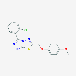 molecular formula C17H13ClN4O2S B482318 3-(2-Chlorophenyl)-6-[(4-methoxyphenoxy)methyl][1,2,4]triazolo[3,4-b][1,3,4]thiadiazole CAS No. 723737-94-8