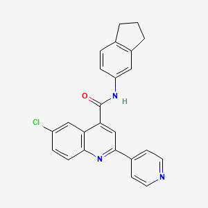 6-chloro-N-(2,3-dihydro-1H-inden-5-yl)-2-(4-pyridinyl)-4-quinolinecarboxamide