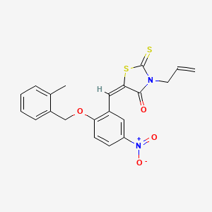 (5E)-5-[[2-[(2-methylphenyl)methoxy]-5-nitrophenyl]methylidene]-3-prop-2-enyl-2-sulfanylidene-1,3-thiazolidin-4-one