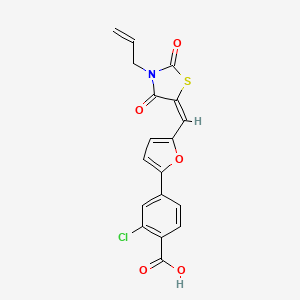 2-chloro-4-(5-{(E)-[2,4-dioxo-3-(prop-2-en-1-yl)-1,3-thiazolidin-5-ylidene]methyl}furan-2-yl)benzoic acid