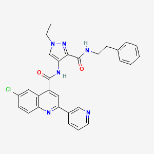 6-chloro-N-(1-ethyl-3-{[(2-phenylethyl)amino]carbonyl}-1H-pyrazol-4-yl)-2-(3-pyridinyl)-4-quinolinecarboxamide