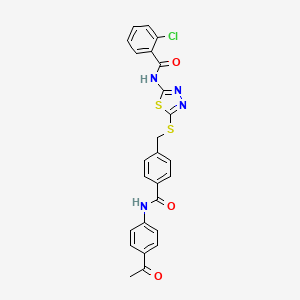 N-[5-({4-[(4-acetylphenyl)carbamoyl]benzyl}sulfanyl)-1,3,4-thiadiazol-2-yl]-2-chlorobenzamide