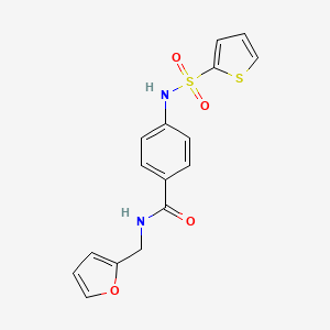 molecular formula C16H14N2O4S2 B4823372 N-(2-furylmethyl)-4-[(2-thienylsulfonyl)amino]benzamide 