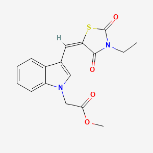 molecular formula C17H16N2O4S B4823533 methyl {3-[(E)-(3-ethyl-2,4-dioxo-1,3-thiazolidin-5-ylidene)methyl]-1H-indol-1-yl}acetate 