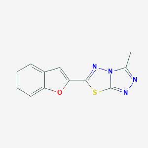 molecular formula C12H8N4OS B482363 6-(1-Benzofuran-2-yl)-3-methyl[1,2,4]triazolo[3,4-b][1,3,4]thiadiazole CAS No. 866560-48-7