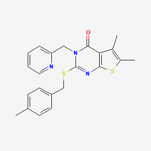 molecular formula C22H21N3OS2 B4823705 5,6-DIMETHYL-2-[(4-METHYLBENZYL)SULFANYL]-3-(2-PYRIDYLMETHYL)THIENO[2,3-D]PYRIMIDIN-4(3H)-ONE 