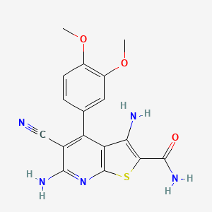 molecular formula C17H15N5O3S B4823898 3,6-diamino-5-cyano-4-(3,4-dimethoxyphenyl)thieno[2,3-b]pyridine-2-carboxamide 