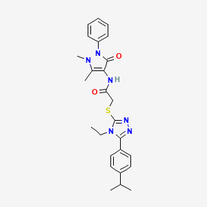 N-(1,5-dimethyl-3-oxo-2-phenyl-2,3-dihydro-1H-pyrazol-4-yl)-2-{[4-ethyl-5-(4-isopropylphenyl)-4H-1,2,4-triazol-3-yl]thio}acetamide