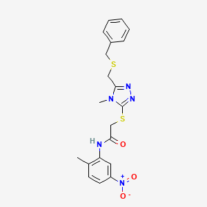 2-[[5-(benzylsulfanylmethyl)-4-methyl-1,2,4-triazol-3-yl]sulfanyl]-N-(2-methyl-5-nitrophenyl)acetamide