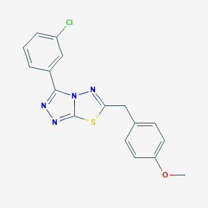 molecular formula C17H13ClN4OS B482399 3-(3-Chlorophenyl)-6-[(4-methoxyphenyl)methyl]-[1,2,4]triazolo[3,4-b][1,3,4]thiadiazole CAS No. 825604-91-9