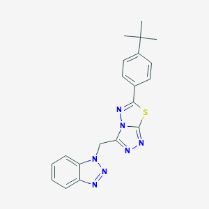 molecular formula C20H19N7S B482408 1-{[6-(4-TERT-BUTYLPHENYL)-[1,2,4]TRIAZOLO[3,4-B][1,3,4]THIADIAZOL-3-YL]METHYL}-1H-1,2,3-BENZOTRIAZOLE CAS No. 902045-37-8