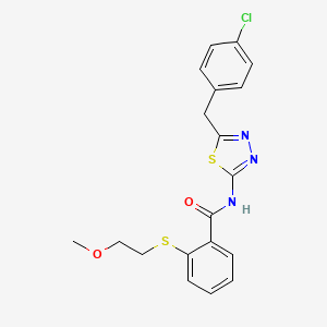 N-{5-[(4-CHLOROPHENYL)METHYL]-1,3,4-THIADIAZOL-2-YL}-2-[(2-METHOXYETHYL)SULFANYL]BENZAMIDE