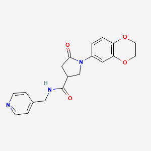 molecular formula C19H19N3O4 B4824224 1-(2,3-dihydro-1,4-benzodioxin-6-yl)-5-oxo-N-(pyridin-4-ylmethyl)pyrrolidine-3-carboxamide 