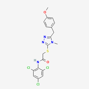 2-{[5-(4-methoxybenzyl)-4-methyl-4H-1,2,4-triazol-3-yl]sulfanyl}-N-(2,4,6-trichlorophenyl)acetamide