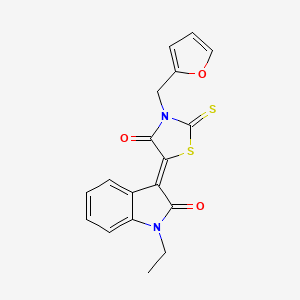 (3Z)-1-ethyl-3-[3-(furan-2-ylmethyl)-4-oxo-2-thioxo-1,3-thiazolidin-5-ylidene]-1,3-dihydro-2H-indol-2-one