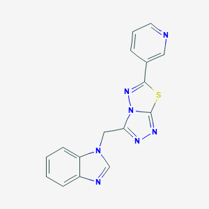 molecular formula C16H11N7S B482444 1-{[6-(PYRIDIN-3-YL)-[1,2,4]TRIAZOLO[3,4-B][1,3,4]THIADIAZOL-3-YL]METHYL}-1H-1,3-BENZODIAZOLE CAS No. 791806-13-8