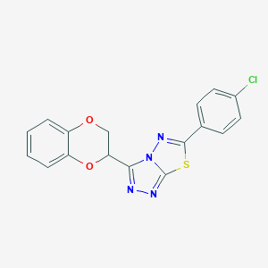 molecular formula C17H11ClN4O2S B482454 6-(4-Chlorophenyl)-3-(2,3-dihydro-1,4-benzodioxin-2-yl)[1,2,4]triazolo[3,4-b][1,3,4]thiadiazole CAS No. 825605-23-0