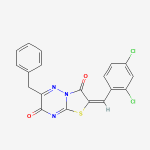 (2E)-6-benzyl-2-(2,4-dichlorobenzylidene)-7H-[1,3]thiazolo[3,2-b][1,2,4]triazine-3,7(2H)-dione