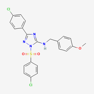 5-(4-chlorophenyl)-2-(4-chlorophenyl)sulfonyl-N-[(4-methoxyphenyl)methyl]-1,2,4-triazol-3-amine