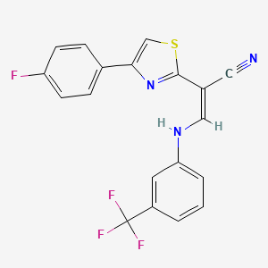 (Z)-2-[4-(4-fluorophenyl)-1,3-thiazol-2-yl]-3-[3-(trifluoromethyl)anilino]prop-2-enenitrile