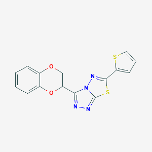 molecular formula C15H10N4O2S2 B482468 3-(2,3-DIHYDRO-1,4-BENZODIOXIN-2-YL)-6-(THIOPHEN-2-YL)-[1,2,4]TRIAZOLO[3,4-B][1,3,4]THIADIAZOLE CAS No. 791806-28-5