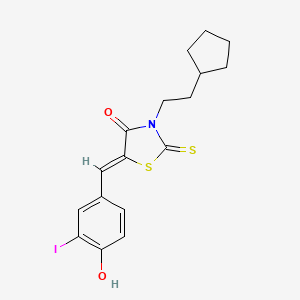 3-(2-cyclopentylethyl)-5-(4-hydroxy-3-iodobenzylidene)-2-thioxo-1,3-thiazolidin-4-one