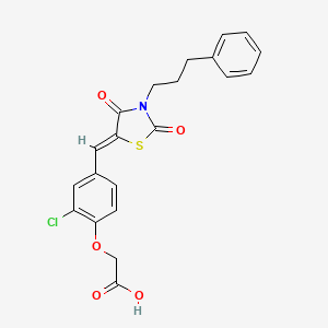 (2-chloro-4-{[2,4-dioxo-3-(3-phenylpropyl)-1,3-thiazolidin-5-ylidene]methyl}phenoxy)acetic acid