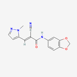 N-1,3-benzodioxol-5-yl-2-cyano-3-(1-methyl-1H-pyrazol-5-yl)acrylamide