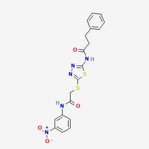 N-(5-((2-((3-nitrophenyl)amino)-2-oxoethyl)thio)-1,3,4-thiadiazol-2-yl)-3-phenylpropanamide