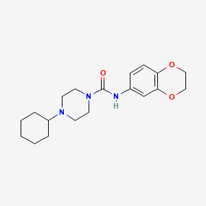 4-cyclohexyl-N-(2,3-dihydro-1,4-benzodioxin-6-yl)-1-piperazinecarboxamide