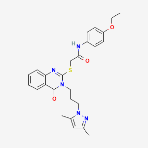 2-({3-[3-(3,5-DIMETHYL-1H-PYRAZOL-1-YL)PROPYL]-4-OXO-3,4-DIHYDRO-2-QUINAZOLINYL}SULFANYL)-N~1~-(4-ETHOXYPHENYL)ACETAMIDE