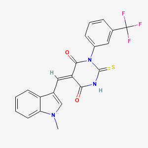 (5E)-5-[(1-methylindol-3-yl)methylidene]-2-sulfanylidene-1-[3-(trifluoromethyl)phenyl]-1,3-diazinane-4,6-dione