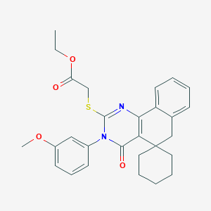 ETHYL 2-[3-(3-METHOXYPHENYL)-4-OXO-4,6-DIHYDRO-3H-SPIRO[BENZO[H]QUINAZOLINE-5,1'-CYCLOHEXAN]-2-YLSULFANYL]ACETATE