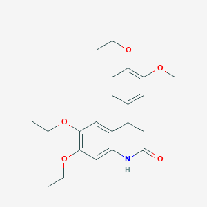 6,7-diethoxy-4-[3-methoxy-4-(propan-2-yloxy)phenyl]-3,4-dihydroquinolin-2(1H)-one