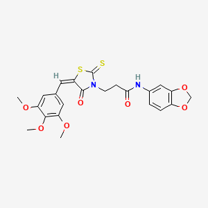 N-(1,3-benzodioxol-5-yl)-3-[(5E)-4-oxo-2-sulfanylidene-5-[(3,4,5-trimethoxyphenyl)methylidene]-1,3-thiazolidin-3-yl]propanamide